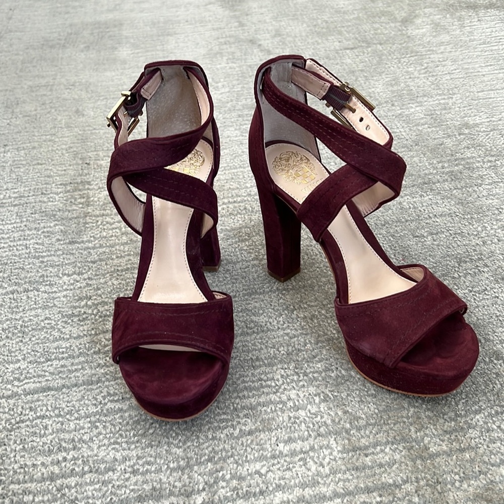 Vince Camino Burgundy Suede Heels
